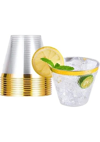 Altın 100 Adet 10/50/100 Adet 9 Oz Plastik Bardaklar Gül Altın Tek Kullanımlık Parti Içecek Bardakları Düğün Parti Festivali Ev Temizle Kokteyl Bardakları (Yurt Dışından)