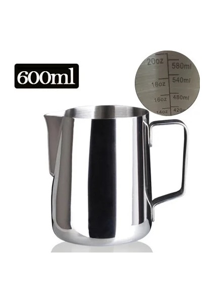 Gümüş Ölçekli 600 ml 4 Stilleri Paslanmaz Çelik Köpürtme Sürahi Çekme Çiçek Fincan Espresso Cappuccino Sanat Sürahi Sürahi Süt Köpürtücüler Kupa Kahve Araçları (Yurt Dışından)