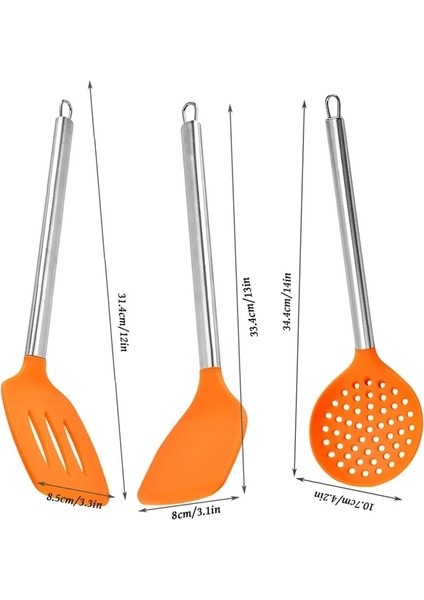 Üç Parçalı Takım 2 Oluklu Kepçe Silikon Esnek Bakeware Ev Mutfak Pişirme Gereçleri Oluklu Kaşık Turuncu (Yurt Dışından)