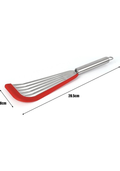 A-Red Silikon Kızartma Spatula Yapışmaz Tava Kızarmış Yumurta Gözleme Spatula Paslanmaz Çelik Biftek Spatula Mutfak Çevirme Balık Kızartma Balık Spatula (Yurt Dışından) indirimleri