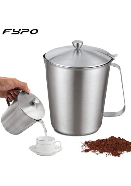 1500ML Fypo Süt Köpürtme Sürahisi Kapaklı Paslanmaz Çelik Kahve Fincanları Espresso Kahve Sürahi Barista Craft Kahve Latte Süt Köpürtme Sürahisi (Yurt Dışından) fiyatları