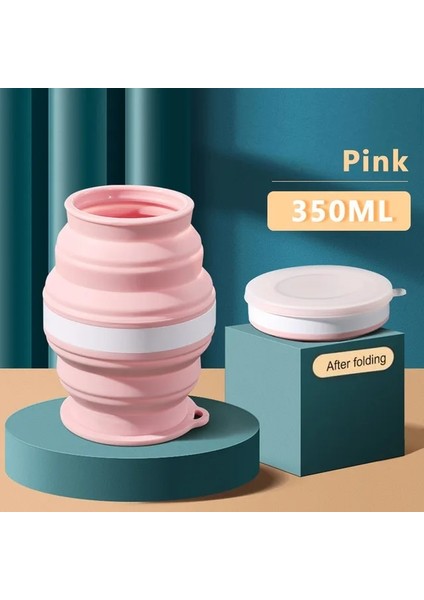 Tip B Pink Taşınabilir Silikon Katlanabilir Bardak Kordonlu Isıya Dayanıklı Katlanabilir Kapaklı Bardak Katlanır Depolama Seyahat Kupa Sıcak Su Için (Yurt Dışından)