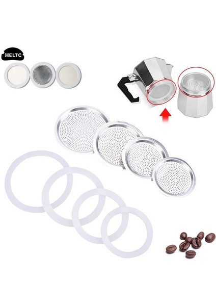 3cup 3 Adet Silika Jel Halka Silikon Contalar Alüminyum Filtre Moka Pot 3/6/9/12CUP Moka Express Kahve Şişesi Değiştirme Uyumlu (Yurt Dışından)