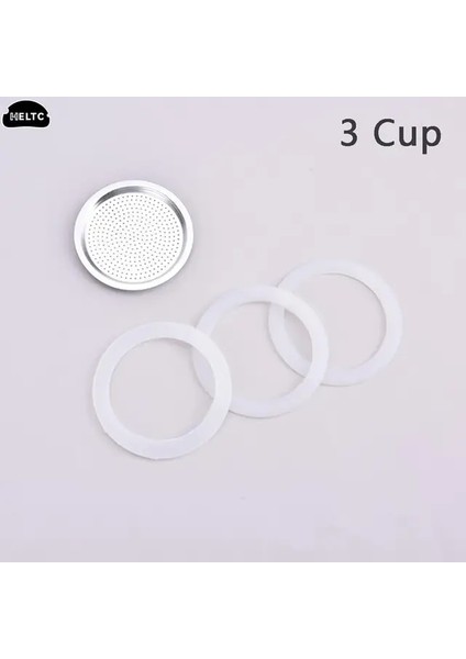3cup 3 Adet Silika Jel Halka Silikon Contalar Alüminyum Filtre Moka Pot 3/6/9/12CUP Moka Express Kahve Şişesi Değiştirme Uyumlu (Yurt Dışından) fiyatları