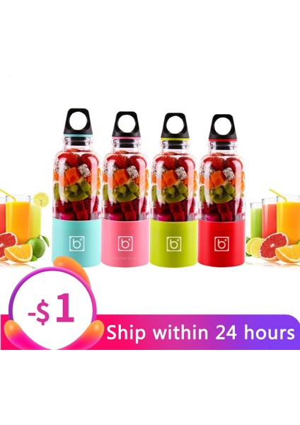 1 Adet Kırmızı 500ML 4 Bıçak Taşınabilir Blender Meyve Sıkacağı Makinesi Mikser Elektrikli Mini USB Mutfak Robotu Sıkacağı Smoothie Blenderı Bardak Makinesi Suyu (Yurt Dışından) fırsatları