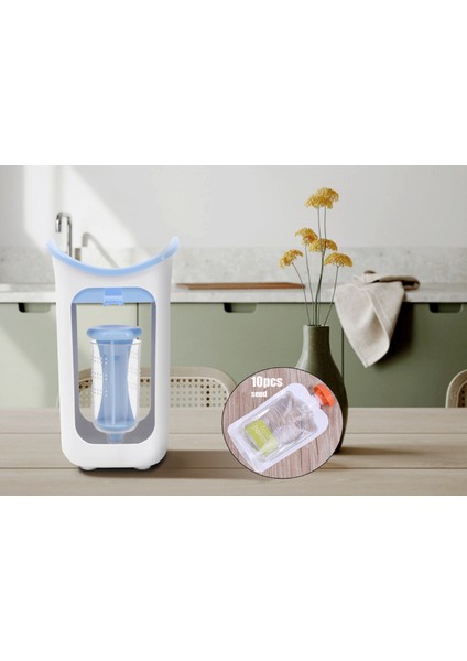 Mavi Sıkıştırılmış Yemek Istasyonu Ev Yapımı Bebek Maması Dağıtıcı Çantalar Yiyecek Makinesi Seti Depolama Paketleme Makinesi Meyve Suyu Püresi Paketi Besleme Torbaları (Yurt Dışından) indirimleri