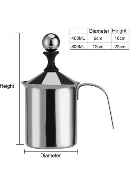 400ML 400ML 800ML Manuel Süt Köpürtücü Paslanmaz Çelik Tel Örgü Süt Kreması Köpük Örgü Kahve Köpürtücü Kreması (Yurt Dışından)