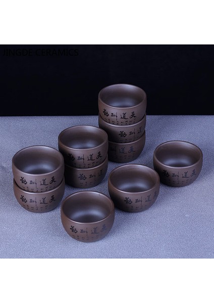H-6 Adet 6 Adet Çin El Yapımı Mor Kil Çay Bardağı Seyahat Pu'er Çay Fincanı Zisha Çay Seti Su Bardağı Ev Drinkware Çay Aksesuarları (Yurt Dışından) fırsatları