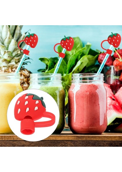 Kırmızı Çilek2.8x2.2 Adet Güzel Sakura Dekor Yaratıcı Bardak Aksesuarları Plastik (Pembe Sakura) (Yurt Dışından)