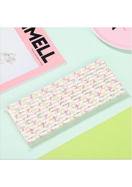 Gül 50 Adet 25/50/100 Adet Flamingo Parçalanabilir Kağıt Pipet Doğum Günü Partisi Dekorasyon Dıy Düğün Kraft Tek Kullanımlık Içecek Pipeti (Yurt Dışından)