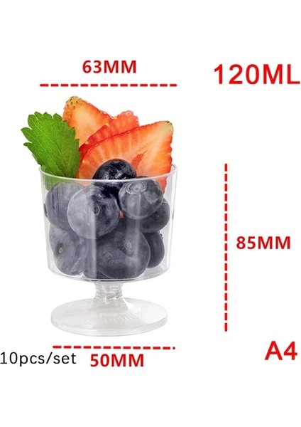 -A4 10 Adet Tatlı Bardak Tek Kullanımlık Plastik Bardaklar Şeffaf Mus Salatalar Jöle Yoğurt Pişirme Trapez Gıda Kabı (Yurt Dışından)