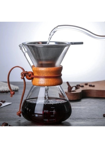 Filtreli 400ML 800ML Cam Kahve Su Isıtıcısı Fransız Kahve Makinesi Paslanmaz Çelik Filtre ile Yeniden Kullanılabilir Kolu Kahve Fincanı Üzerine Dökün Filtre Coffeeware (Yurt Dışından)
