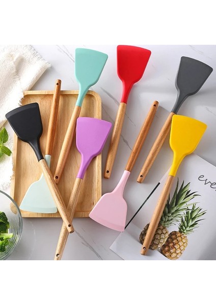 Açık Yeşil Yapışmaz Silikon Spatula Ahşap Turner Krep Kızartma Tavası Kürek Et Yumurta Kazıyıcı Turnerlar Gıda Kaldırıcılar Mutfak Pişirme Aracı (Yurt Dışından) fiyatları