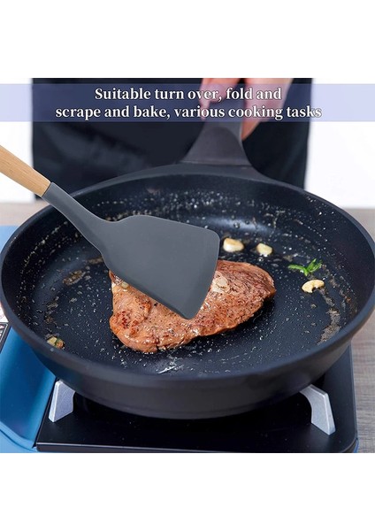 Açık Yeşil Yapışmaz Silikon Spatula Ahşap Turner Krep Kızartma Tavası Kürek Et Yumurta Kazıyıcı Turnerlar Gıda Kaldırıcılar Mutfak Pişirme Aracı (Yurt Dışından) modelleri