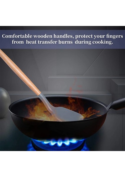 Açık Yeşil Yapışmaz Silikon Spatula Ahşap Turner Krep Kızartma Tavası Kürek Et Yumurta Kazıyıcı Turnerlar Gıda Kaldırıcılar Mutfak Pişirme Aracı (Yurt Dışından) fırsatları