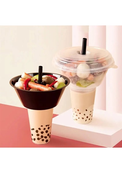 Siyah Beyaz 5 Takım Yaratıcı Aperatif Tutucu Plastik Aperatifler ve Içecek Tutucu Kombine Aperatifler Tutucu Patates Kızartması Saklama Kabı Kola Bardak (Yurt Dışından)