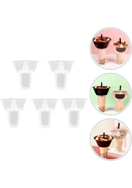Siyah Beyaz 5 Takım Yaratıcı Aperatif Tutucu Plastik Aperatifler ve Içecek Tutucu Kombine Aperatifler Tutucu Patates Kızartması Saklama Kabı Kola Bardak (Yurt Dışından)