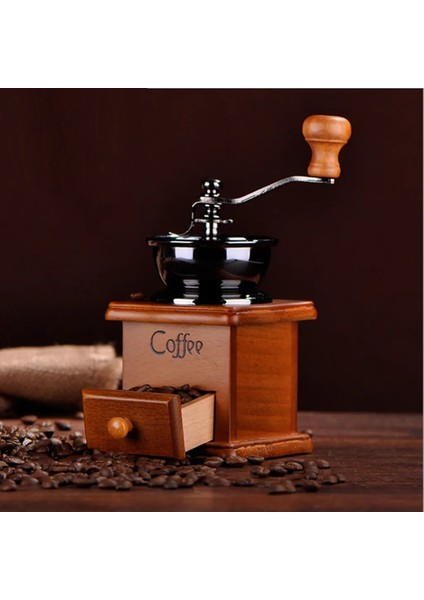 Vintage Premium Kalite Paslanmaz Çelik Ahşap Manuel Kahve El Değirmeni Taşınabilir Baharat Çapak Değirmeni Ev Ofis Dekorasyonu (Yurt Dışından)