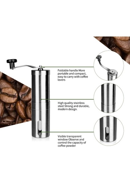 Fransız Kabartma Makinesi Için 1 Adet Manuel Kahve Değirmeni, El Tipi Mini, K Fincan, Fırçalanmış Paslanmaz Çelik Taşınabilir Konik Öğütücü (Yurt Dışından) indirimleri