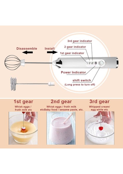 Beyaz 1 El Elektrikli Süt Köpürtücü Çırpma Yumurta Çırpıcı USB Şarj Edilebilir Milkshake Blender Köpürtücü Kahve Blender Mutfak Gıda Blender (Yurt Dışından)