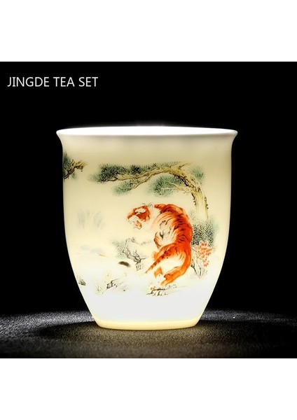 B3 Yeni Süet Yeşim Seramik Çay Bardağı Zodyak Kaplan Çay Bardağı Ana Fincan Beyaz Porselen Çay Seti Ev Butik Çay Kase Drinkware (Yurt Dışından) fırsatları