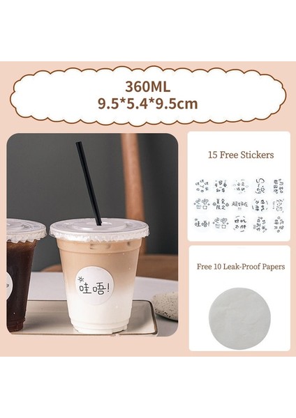 360ML 10 Adet 360ML/400ML/500ML10PCS Tek Kullanımlık Kahve Fincanı Plastik Kapaklı Bardaklar Soğuk Içecek Şişeleri Tatlı Dondurma Fincan Pipet Şişesi (Yurt Dışından)