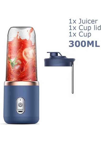 300ML-SET 2-Mavi Meyve Sıkacağı Bardak Seti Taşınabilir Elektrikli Meyve Suyu USB Mikser Makinesi Otomatik Smoothie Blender Limon Portakal Meyve Sıkacağı Kablosuz Blender (Yurt Dışından)