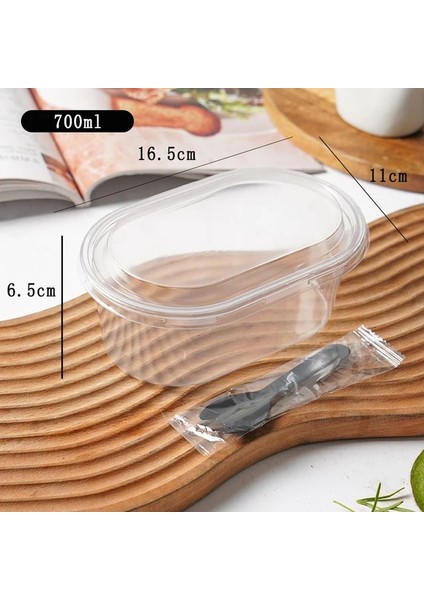 700 ml Kapak ve Kaşık 25 Adet 25/50 Adet 280 ml 500 ml Tek Kullanımlık Plastik Kapaklı Bardak Kek Kutuları Piknik Düğün Için Dondurma Mousse Smoothie Tatlı Fincan Parti (Yurt Dışından)