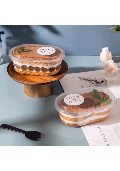 700 ml Kapak ve Kaşık 25 Adet 25/50 Adet 280 ml 500 ml Tek Kullanımlık Plastik Kapaklı Bardak Kek Kutuları Piknik Düğün Için Dondurma Mousse Smoothie Tatlı Fincan Parti (Yurt Dışından)