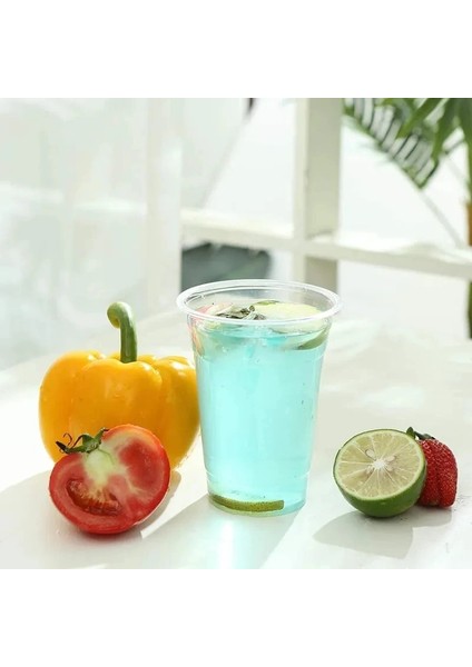 12 Oz 360ML 50 Adet Tek Kullanımlık Smoothie Bardaklar, Düz Üst Kubbeli Kapaklar, Plastik Milkshake Bardakları Temizle Güçlü Plastik Parti Bira Sınıfları Bardaklar Temizle (Yurt Dışından)