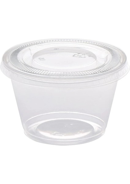 4 Oz 100 Takım 100 Adet (4 Oz. 100 Takım) Tek Kullanımlık Kapaklı Plastik Porsiyon Bardakları, Baharat Kabı, Sufle Porsiyonu, Numune Alma Kabı Şeffaf Bardaklar (Yurt Dışından) modelleri