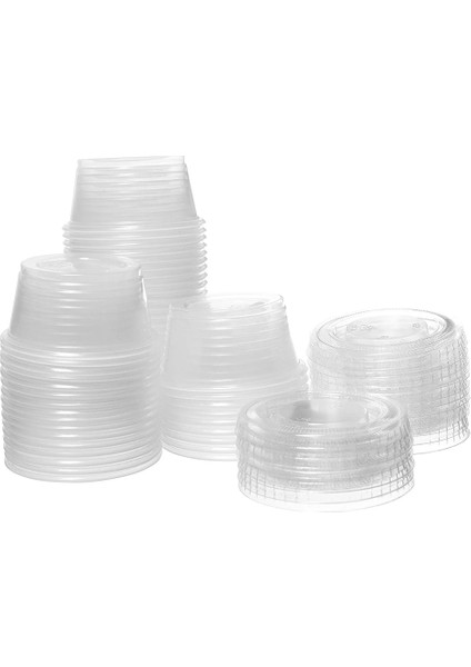 4 Oz 100 Takım 100 Adet (4 Oz. 100 Takım) Tek Kullanımlık Kapaklı Plastik Porsiyon Bardakları, Baharat Kabı, Sufle Porsiyonu, Numune Alma Kabı Şeffaf Bardaklar (Yurt Dışından) fırsatları