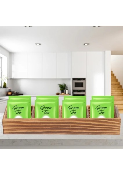 Gösterildiği Gibi Bambu Kaplar Çay Poşeti Şeker Tutucu Kahve Barı Masaüstü Organizatör Paket Ahşap (Yurt Dışından)