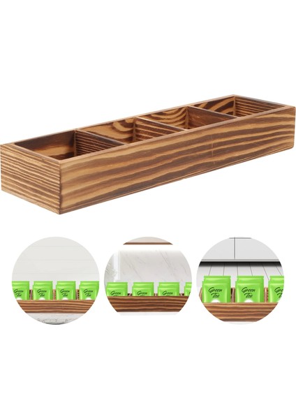Gösterildiği Gibi Bambu Kaplar Çay Poşeti Şeker Tutucu Kahve Barı Masaüstü Organizatör Paket Ahşap (Yurt Dışından)