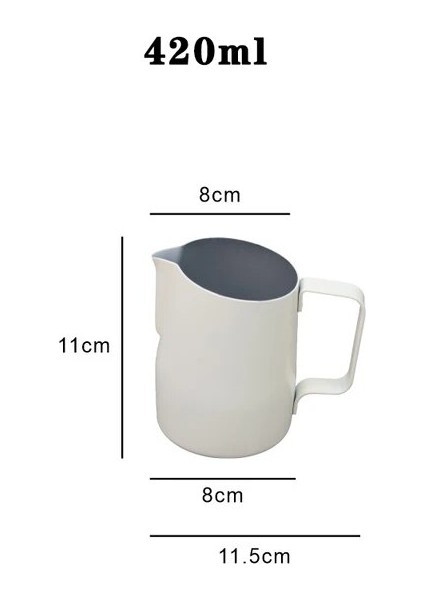 Beyaz 420 ml 420 ml Paslanmaz Çelik Latte Kahve Fincanı Sivri Ağız Süt Köpük Bardak Eğik Ağız Kahve Çekme Çiçek Tankı Barista Eşyaları (Yurt Dışından)