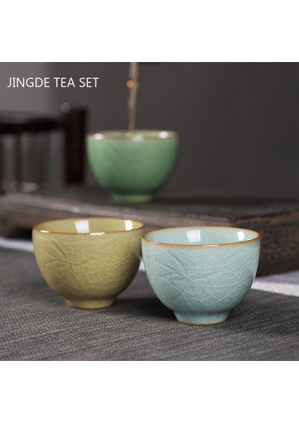 A6 2 Adet 2 Adet/grup Retro Seladonlar Çay Fincanı El Yapımı Çay Kase Seramik Kahve Fincanı Çin Porselen Çay Seti Aksesuarları Tek Fincan Drinkware (Yurt Dışından) fırsatları