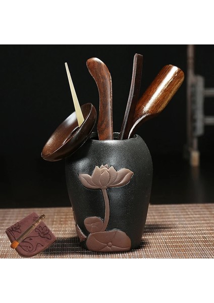 E Kung Fu Çay Seti Çay Töreni Küçük Keşiş Çay Aksesuarları Seti Mutfak Eşyaları Klip Iğne Seramik Kutular Çay Kaşık Süzgeçler Altı Beyefendi (Yurt Dışından) fırsatları