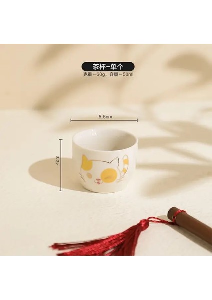 Fincan x 1 Karikatür Kedi Seramik Çaydanlık Ahşap Saplı Yan Saplı Pot Tepsi ile Kung Fu Filtre Çay Makinesi Yaratıcı Çömlek Teaware Seyahat Çantası (Yurt Dışından)