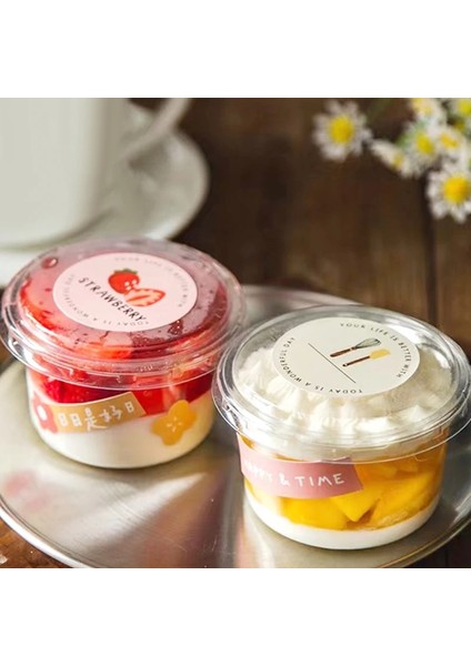 D 100 Adet 150ML 250ML 300ML Puding Bardak Dondurma Tatlı Tek Kullanımlık Ambalaj Kapaklı Kutu Plastik Kutular Piknik Arkadaşlar Parti Için (Yurt Dışından)