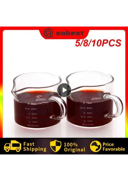 C 80ML 5 Adet 5/8/10 Adet Süt Sürahisi Espresso 75ML Ölçü Kupa Dayanıklı Şeffaf Ölçekli Cam Ölçüm Kabı Mutfak Pişirme Araçları Ölçüm Kabı (Yurt Dışından)