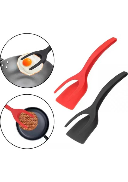 Koyu Gri 2 In 1 Naylon Kavrama Çevirme Maşa Yumurta Spatula Maşa Biftek Spatula Maşa Kelepçe Gözleme Kızarmış Çeviriciler Mutfak Aksesuarları (Yurt Dışından) modelleri