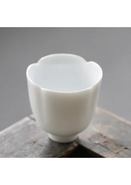 B2-5.4x5.3cm 60ML 2 Adet/grup Beyaz Porselen Çay Fincanı Çiçek Ağız Seramik Meditasyon Fincan Taşınabilir Seyahat Puslu Mavi Çay Kase Puer Master Fincan Çay Seti (Yurt Dışından)