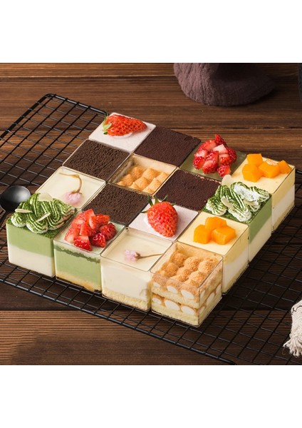 20 Adet Bardak Tatlı Fincan Mus Meze Kapaklı Jöle Kare Yoğurt Kokteyl Tiramisu Mini Puding Kek Şeffaf Gözlük Martini (Yurt Dışından)