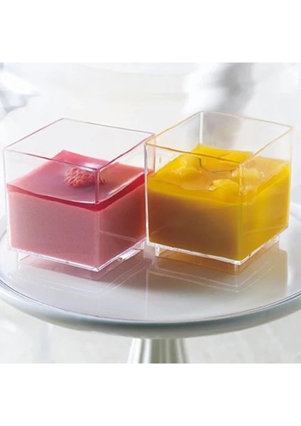 20 Adet Bardak Tatlı Fincan Mus Meze Kapaklı Jöle Kare Yoğurt Kokteyl Tiramisu Mini Puding Kek Şeffaf Gözlük Martini (Yurt Dışından)