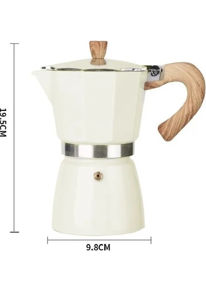 300 ml 6 Fincan D Espresso Makinesi Vintage Ahşap Saplı Café Bira Aracı Cafe Ev Gereçleri Konsantre Ekstraksiyon Pot Tek Valf Mocha Pot (Yurt Dışından)