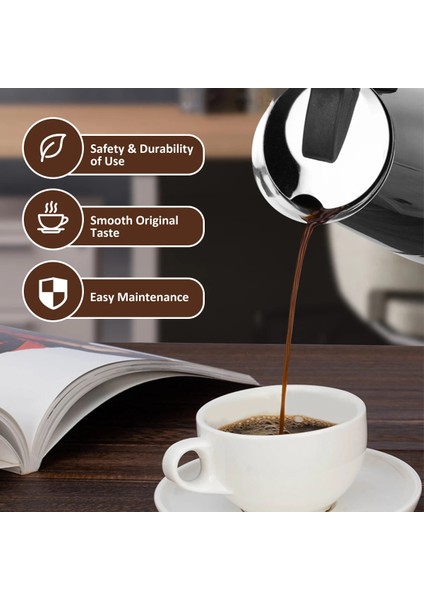 4 Bardak 200 ml Yeni Espresso Makinesi Indüksiyon Kahve Makinesi Paslanmaz Çelik Soba Kahve Makinesi Moka Pot 200 Ml/4 Fincan Taşınabilir Kahve Makinesi Pot (Yurt Dışından) fiyatları