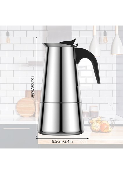 4 Bardak 200 ml Yeni Espresso Makinesi Indüksiyon Kahve Makinesi Paslanmaz Çelik Soba Kahve Makinesi Moka Pot 200 Ml/4 Fincan Taşınabilir Kahve Makinesi Pot (Yurt Dışından) fırsatları