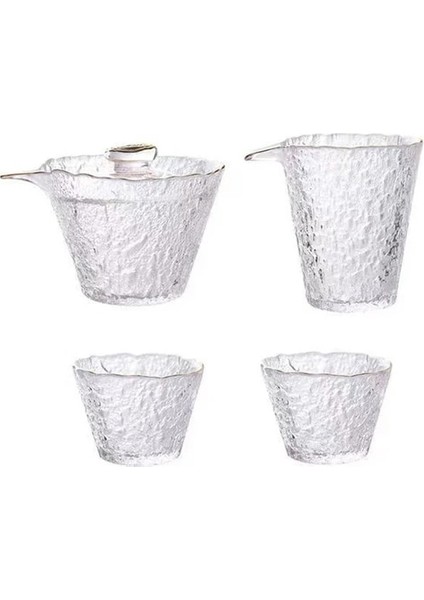 C Altın Kenar Yüksek Kaliteli Çekiç Cam Çay Seti Japon Çaydanlık Çin Kung Fu Çay Töreni Kupalar Kahve Fincanları Cam Kupa Gaiwan Teaware Pot (Yurt Dışından)