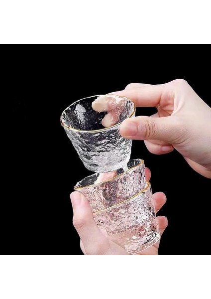 C Altın Kenar Yüksek Kaliteli Çekiç Cam Çay Seti Japon Çaydanlık Çin Kung Fu Çay Töreni Kupalar Kahve Fincanları Cam Kupa Gaiwan Teaware Pot (Yurt Dışından)