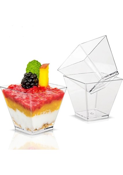 25 Adet-Kalp Şekli 25/50 Adet Plastik Tatlı Bardak 60 ml/120 ml Yeniden Kullanılabilir Yoğurt Muslar Mini Porsiyon Bardak (Yurt Dışından)